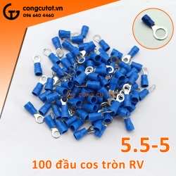 Túi 100 đầu cos tròn RV 5.5-5 bọc nhựa xanh