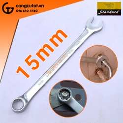 Cờ lê vòng miệng 15mm thép CrV xi mờ Standard CO#94015 Đài Loan