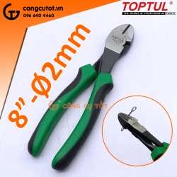 Kìm cắt chéo 8" Toptul DEBC2208 bằng CrMo cắt dây thép Ø2.0mm với cán bọc TPE+TPR chống trượt