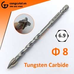 Mũi khoan đa năng 4 cạnh chuôi lục Tungsten Carbide LBM 8mm