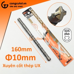 Mũi khoan bê tông xuyên cốt thép chuôi gài Unika Nhật Bản UX Ø10x160mm