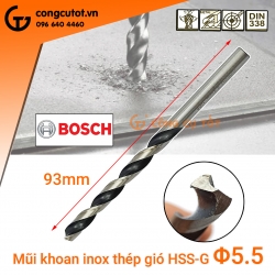 Mũi khoan inox Bosch thép gió HSS-G 93mm x Φ5.5mm