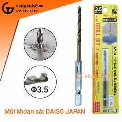Mũi khoan sắt chuôi lục DAISO JAPAN bằng thép gió M2 mạ kẽm 100mm Φ3.5mm