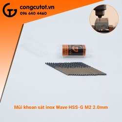 Mũi khoan sắt inox Wave HSS-G M2 2.0mm chuyên sử dụng khoan trên bề mặt inox, sắt, thép với đường kính khoan 2.0mm