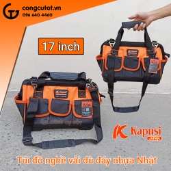Túi đồ nghề 17 inch kèm 8 túi phụ bằng vải dù đáy nhựa cứng tới từ thương hiệu Kapusi của Nhật Bản