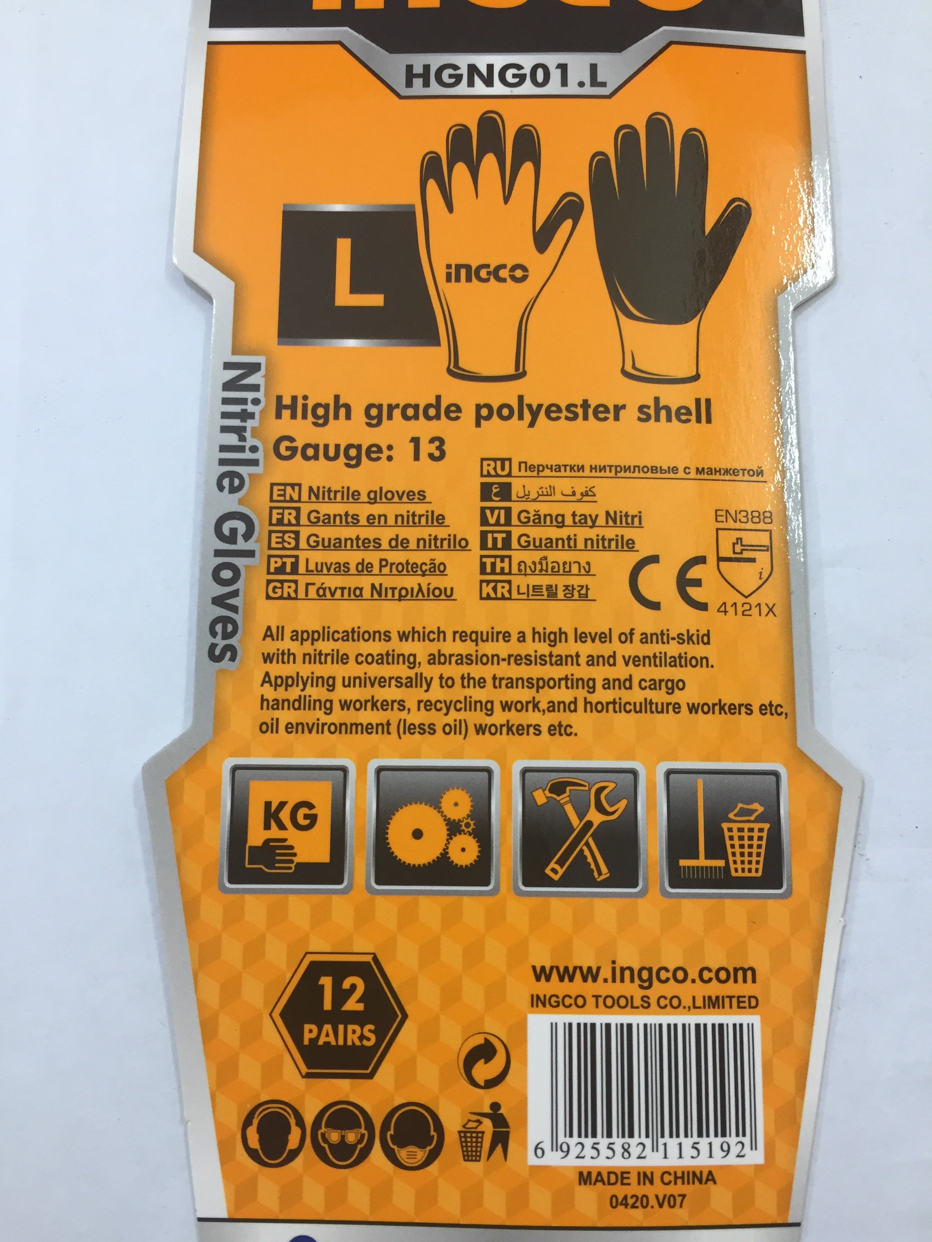 Hình ảnh 10 của mặt hàng Găng tay Nitri Ingco HGNG01.L size L